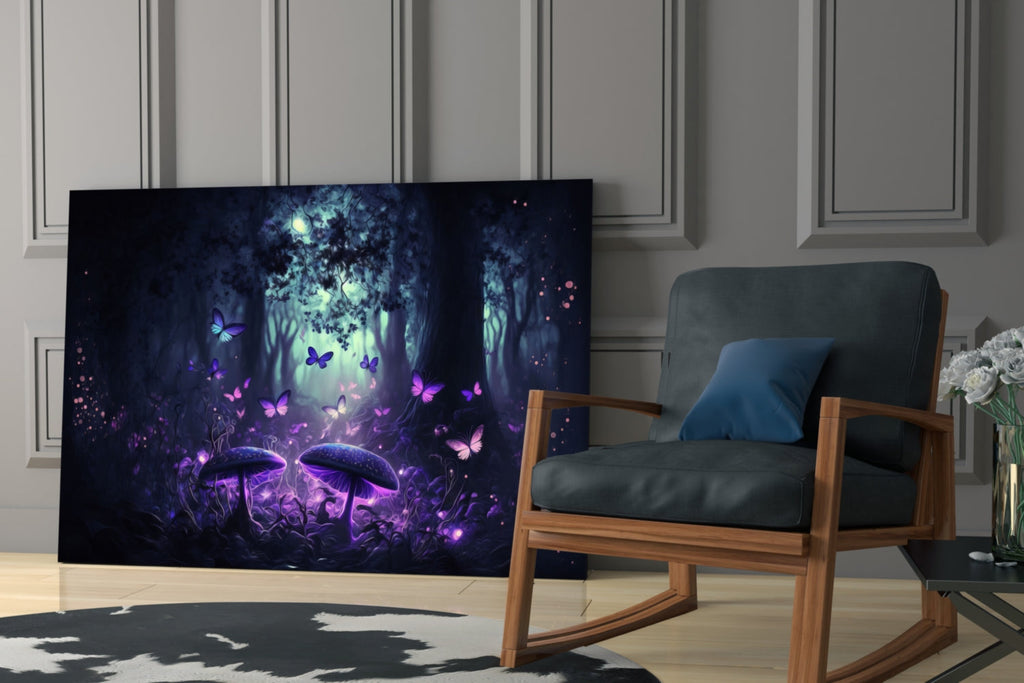 Mushrooms' Love Glass Wall Art  || Designer Collection