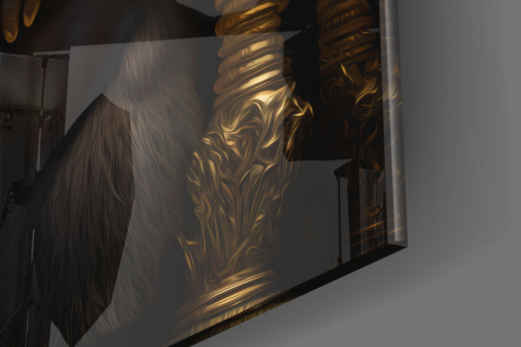 Ape King in Throne Glass Wall Art  || Designer Collection