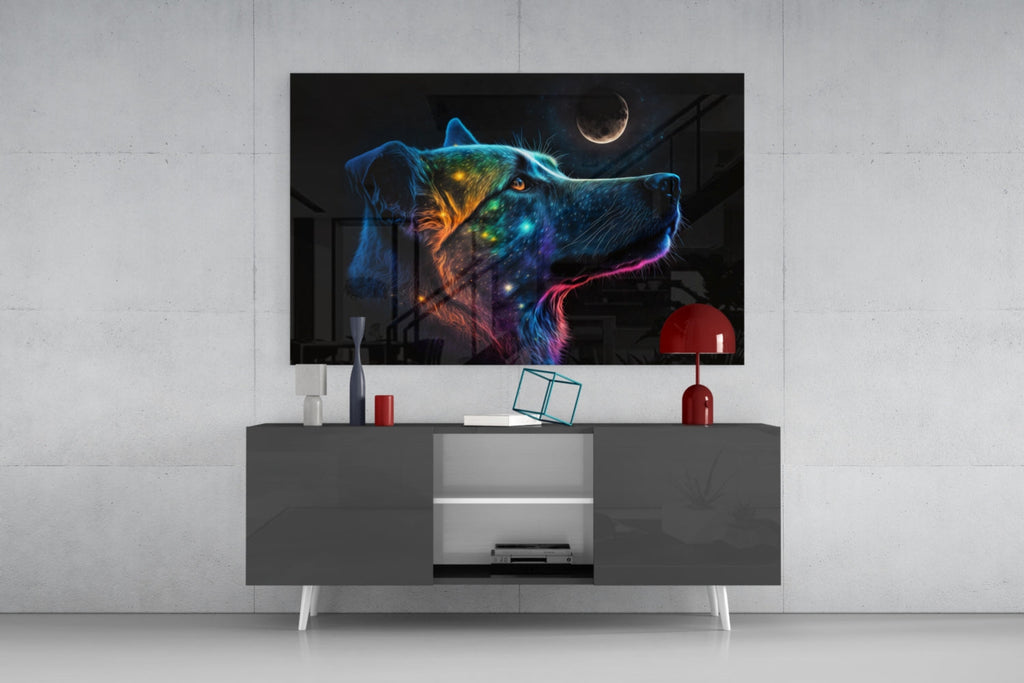 Space Dog Glass Wall Art  || Designer Collection