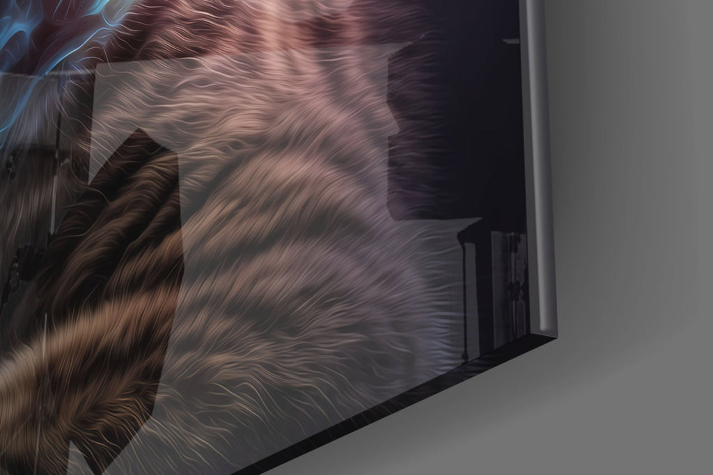 Moon Cat Glass Wall Art  || Designer Collection