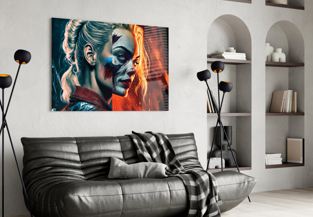 Harley Quinn Glass Wall Art  || Designer Collection