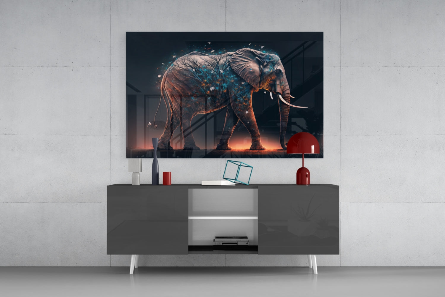 Glory of an Elephant Glass Wall Art  || Designer Collection