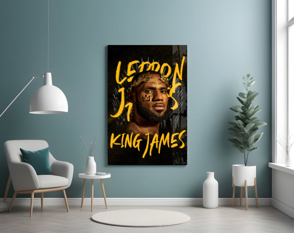Lebron James, King Glass Wall Art || Designer Collection