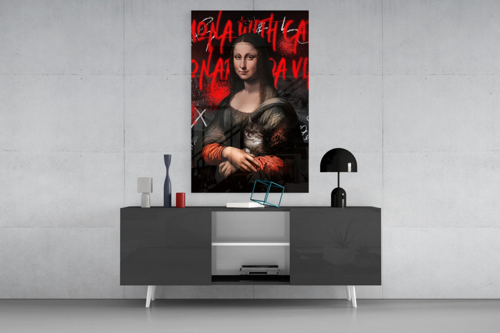 Mona Lisa, The Cat Lover Glass Wall Art || Designer Collection