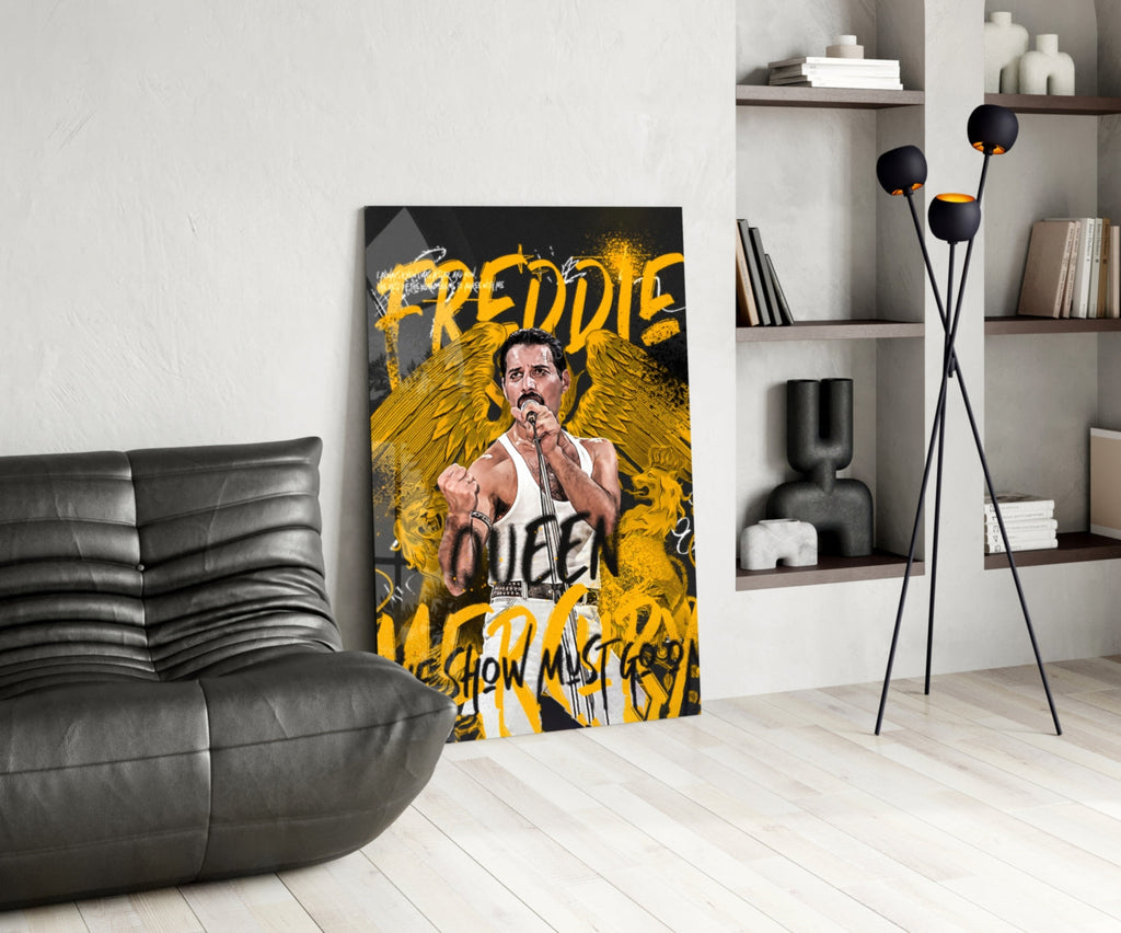 Freddie Mercury, The Queen Glass Wall Art || Designer Collection