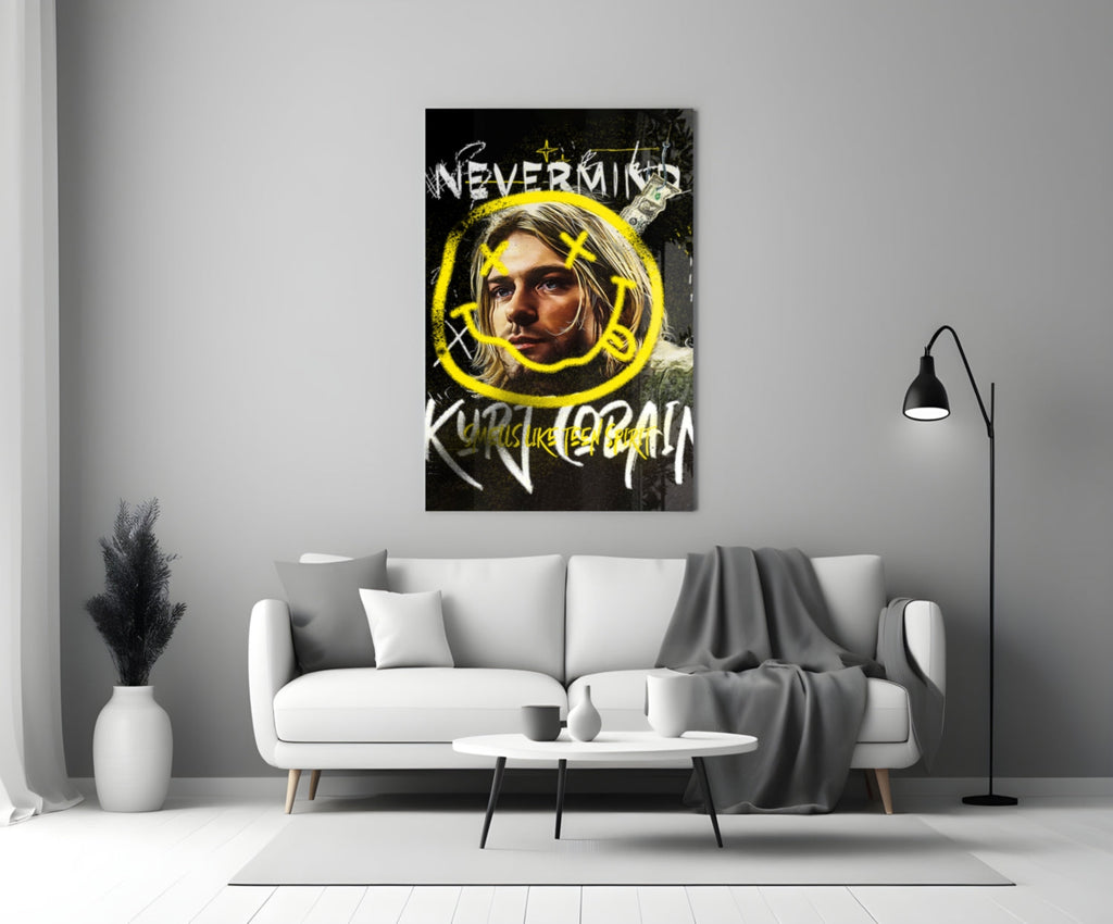 Kurt Cobain Glass Wall Art || Designer Collection
