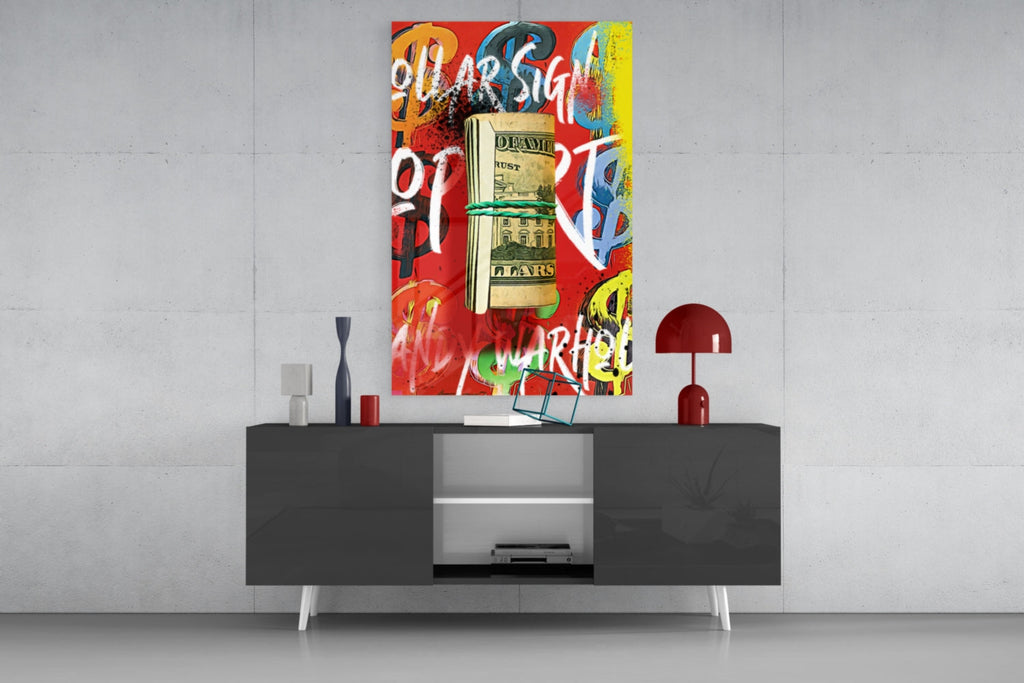 Andy Warhol and Bankroll Glass Wall Art || Designer Collection