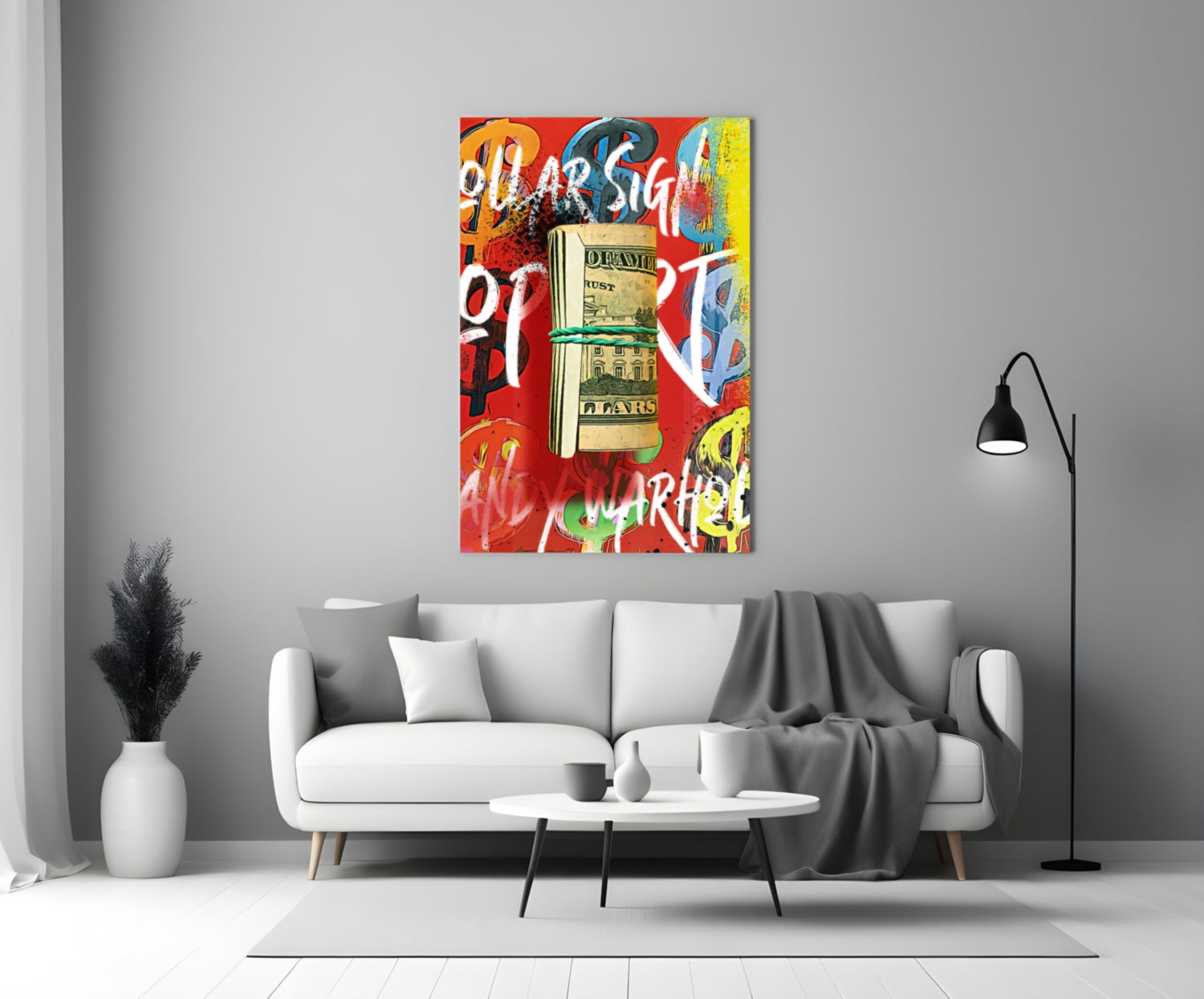 Andy Warhol and Bankroll Glass Wall Art || Designer Collection