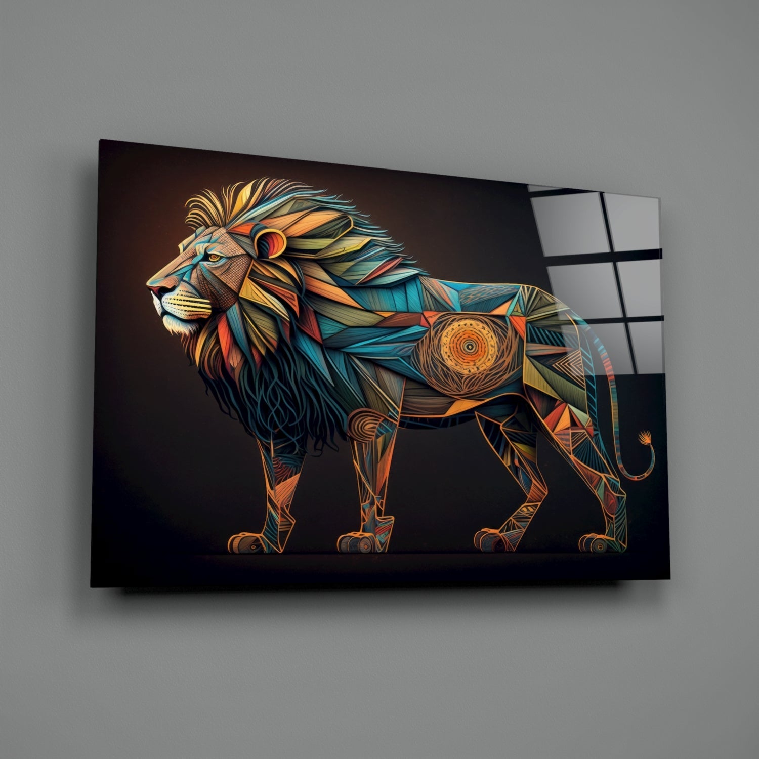 Lion Glass Wall Art || Designer Collection