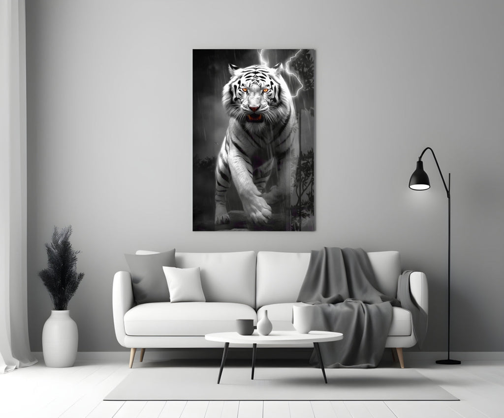 Tiger's Wrath Glass Wall Art || Designer Collection