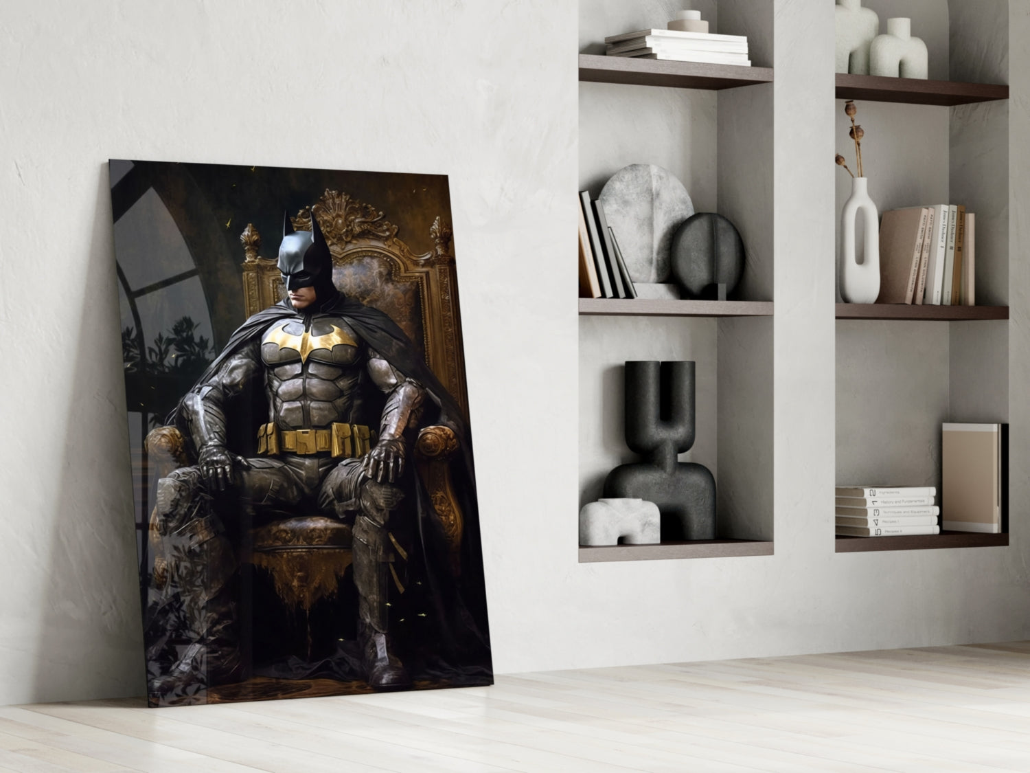 Batman in the Throne Glass Wall Art || Designer Collection