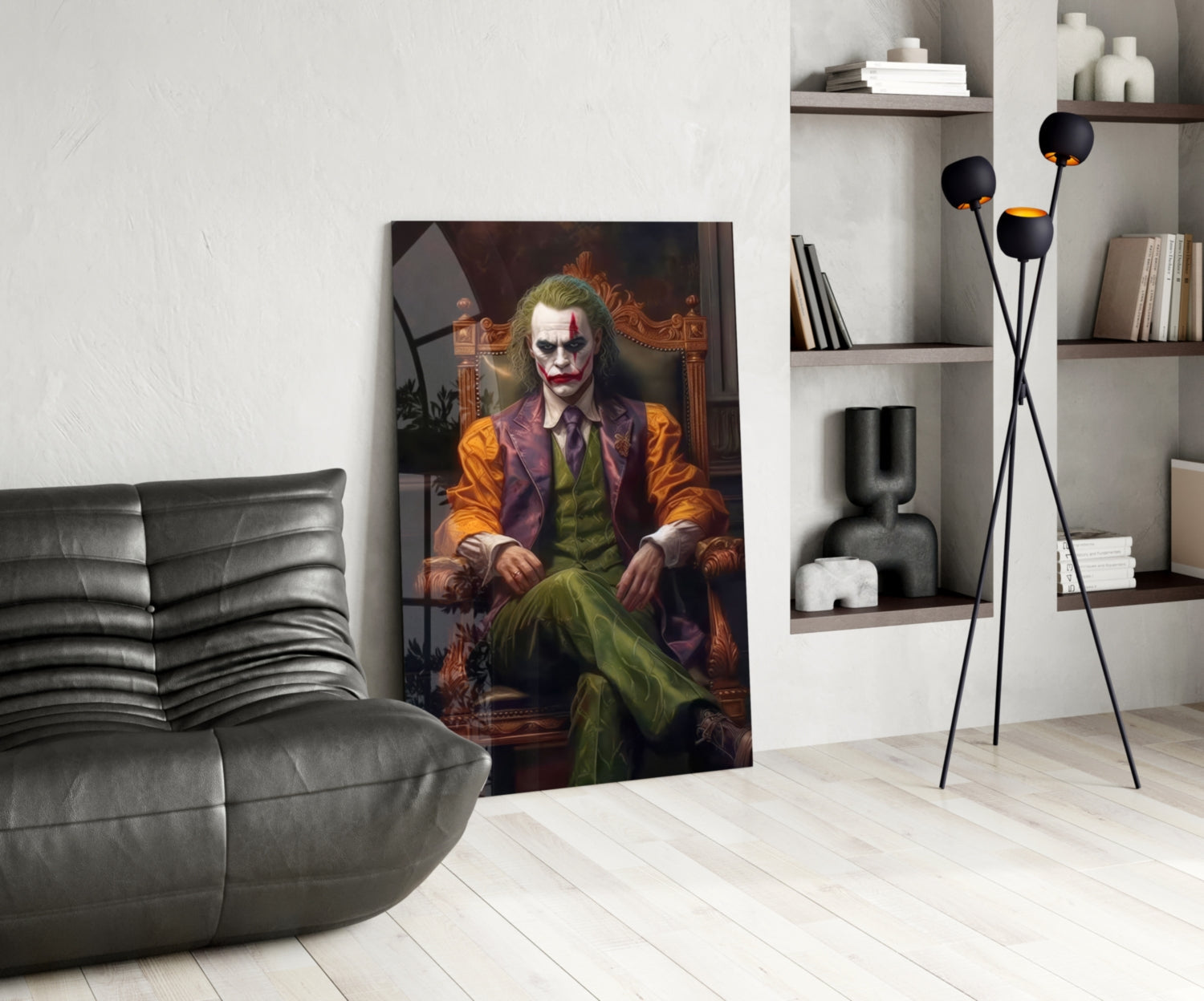 Joker in the Throne Glass Wall Art || Designer Collection