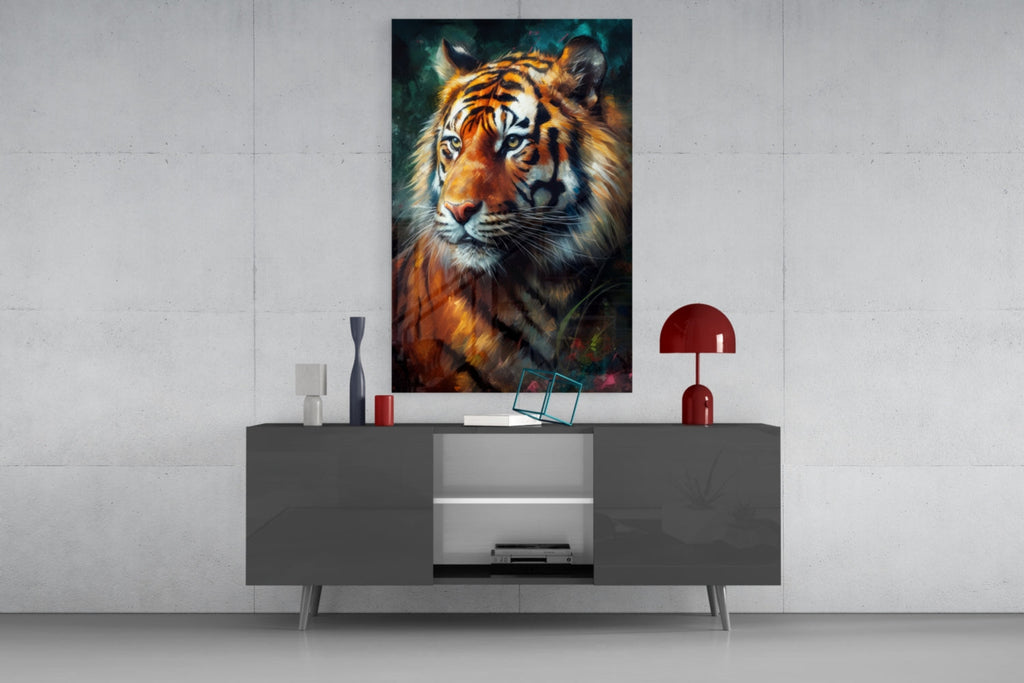 Tiger Glass Wall Art || Designer Collection
