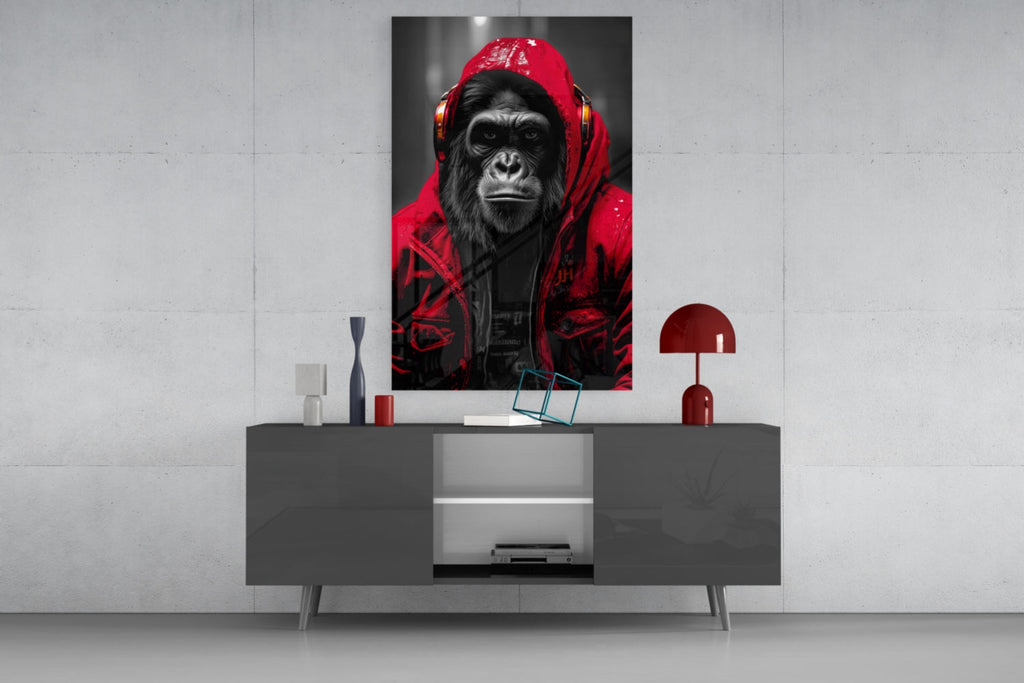 Rebellios Ape  Glass Wall Art || Designer Collection