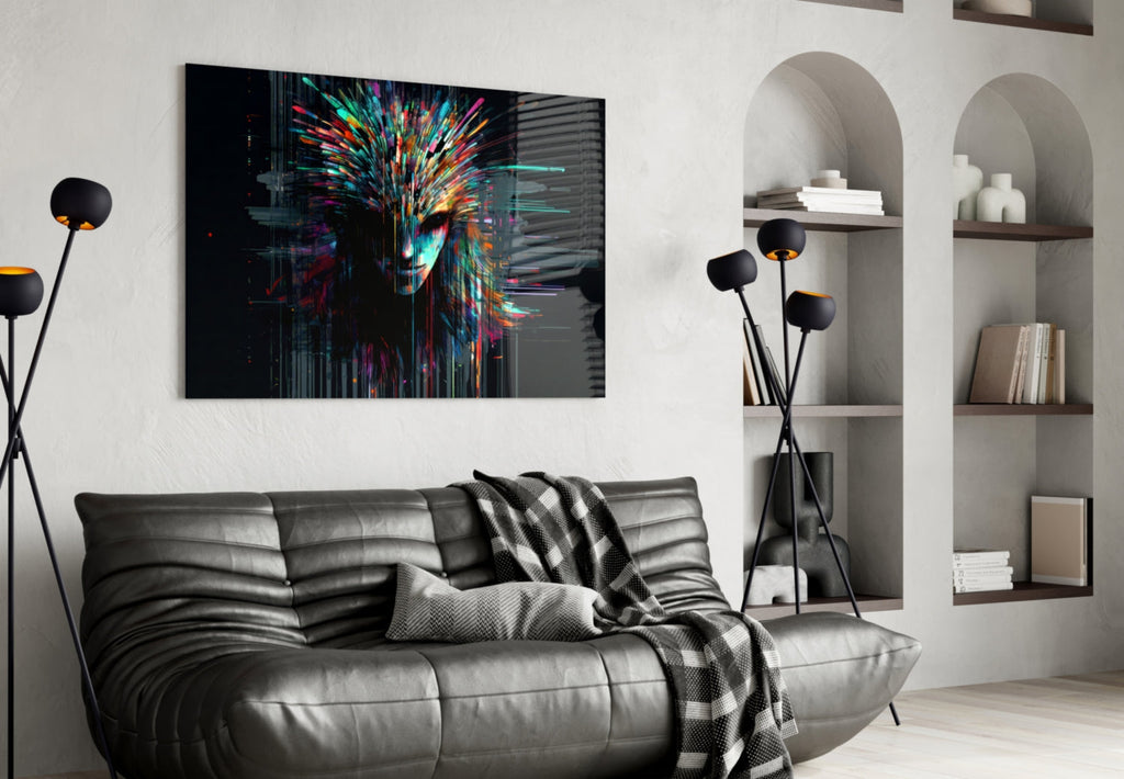 Face of Color Sticks Glass Wall Art || Designers Collection