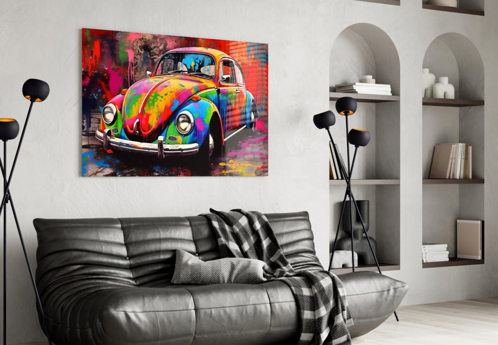 Colorful VW Glass Wall Art || Designer Collection