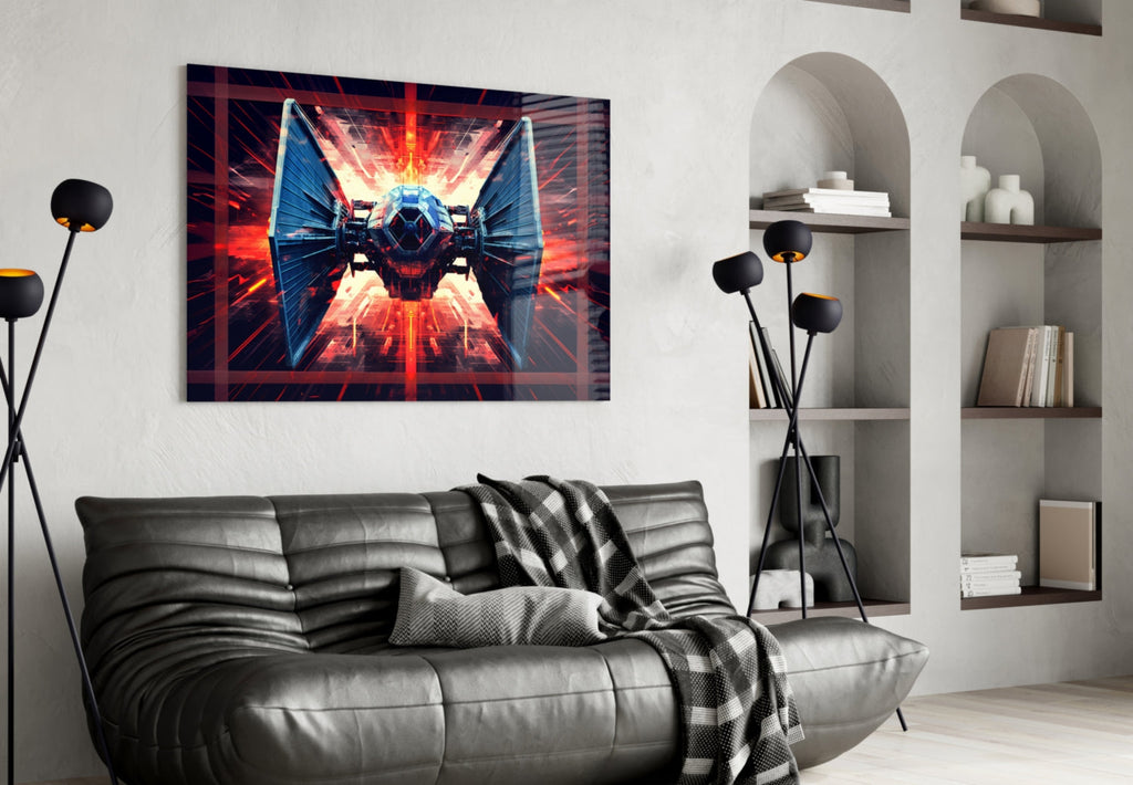 Tie Fighter Glass Wall Art || Designer Collection