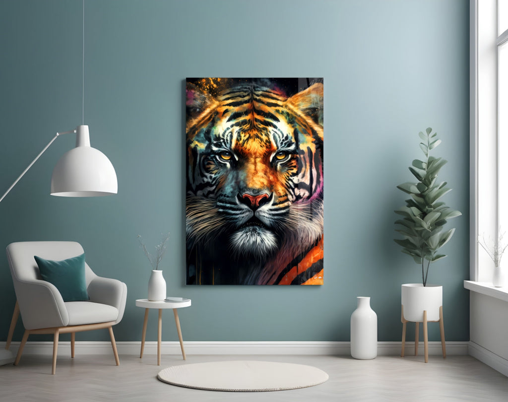 Face of the Tiger Glass Wall Art|| Designer's Collection
