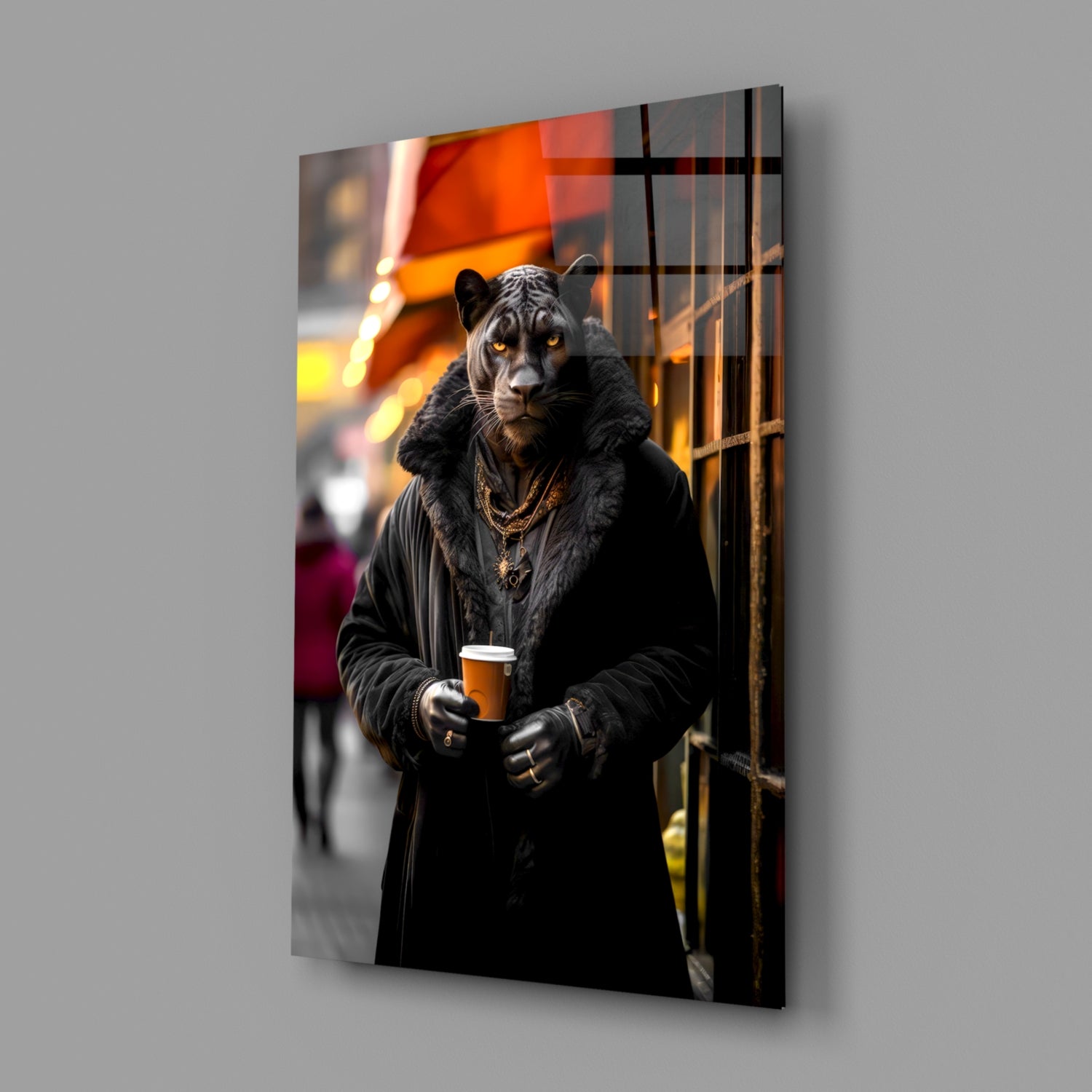 Java the Leopard Glass Wall Art || Designer's Collection