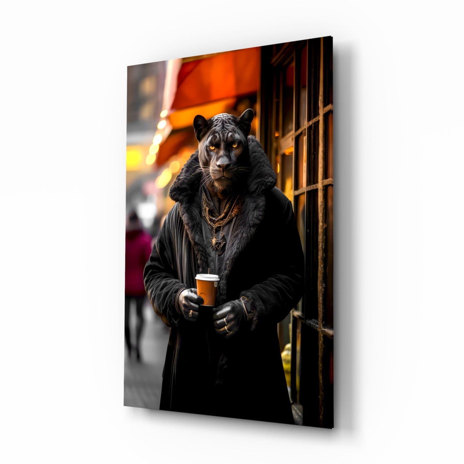 Java the Leopard Glass Wall Art || Designer's Collection