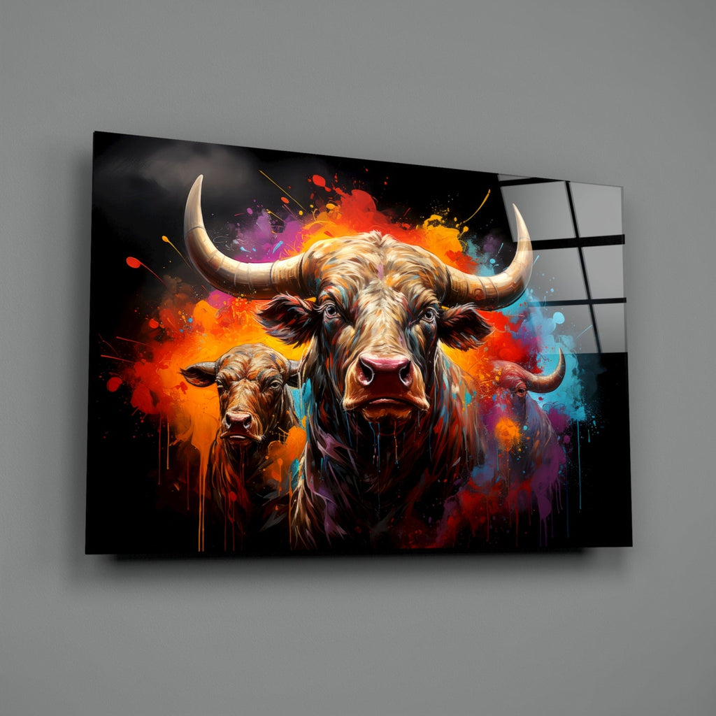 Bull Glass Wall Art|| Designer's Collection