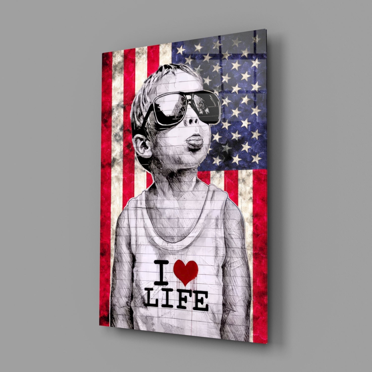 I Love Life Glass Wall Art || Designer Collection