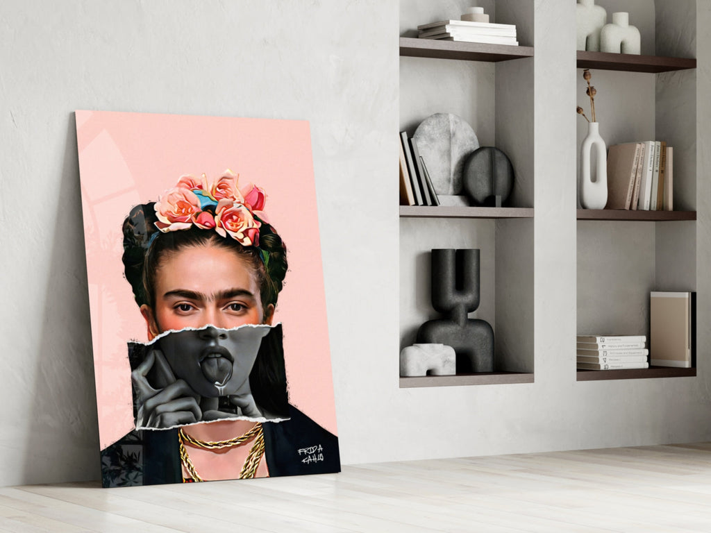 Contemporary Kahlo Glass Wall Art || Designer Collection
