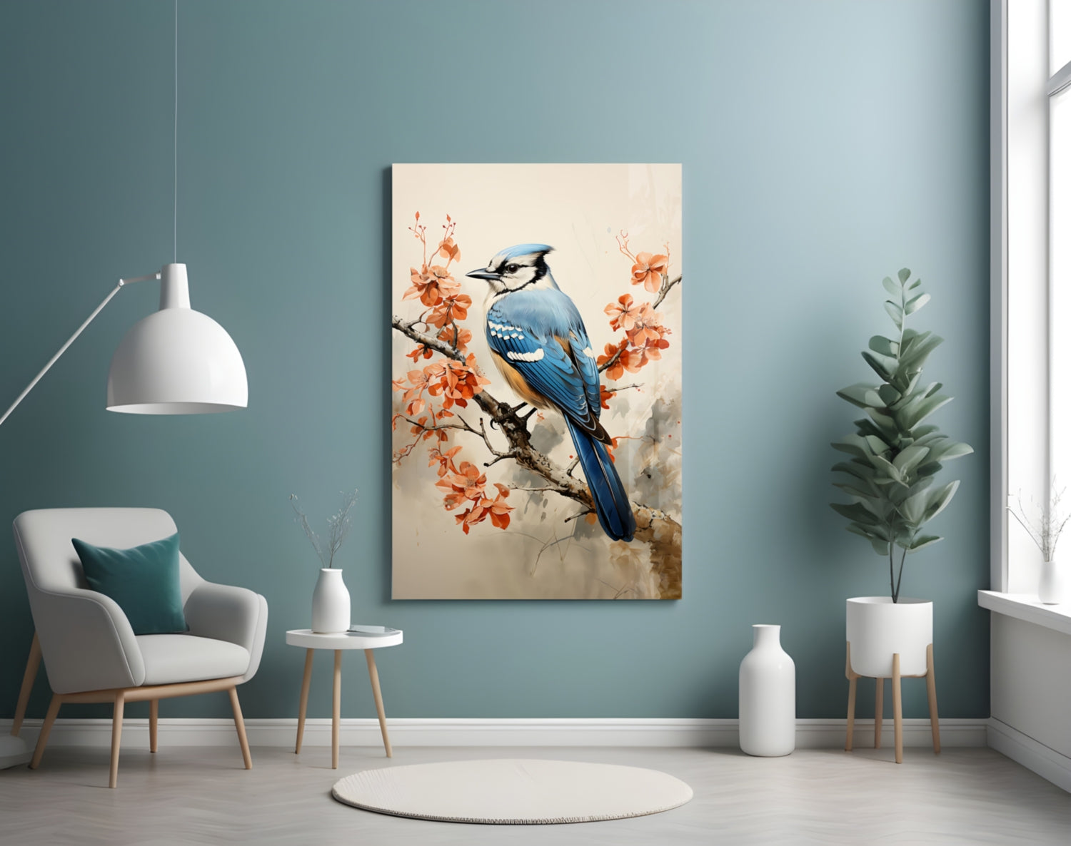 Bird on the Branch Glass Wall Art || Designer Collection
