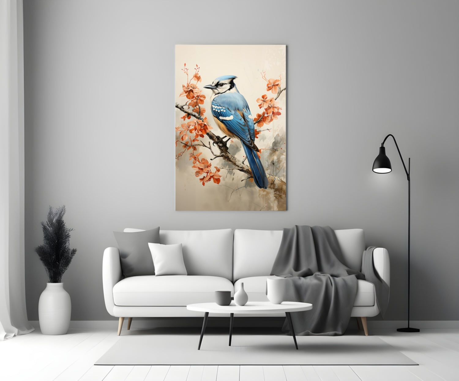 Bird on the Branch Glass Wall Art || Designer Collection