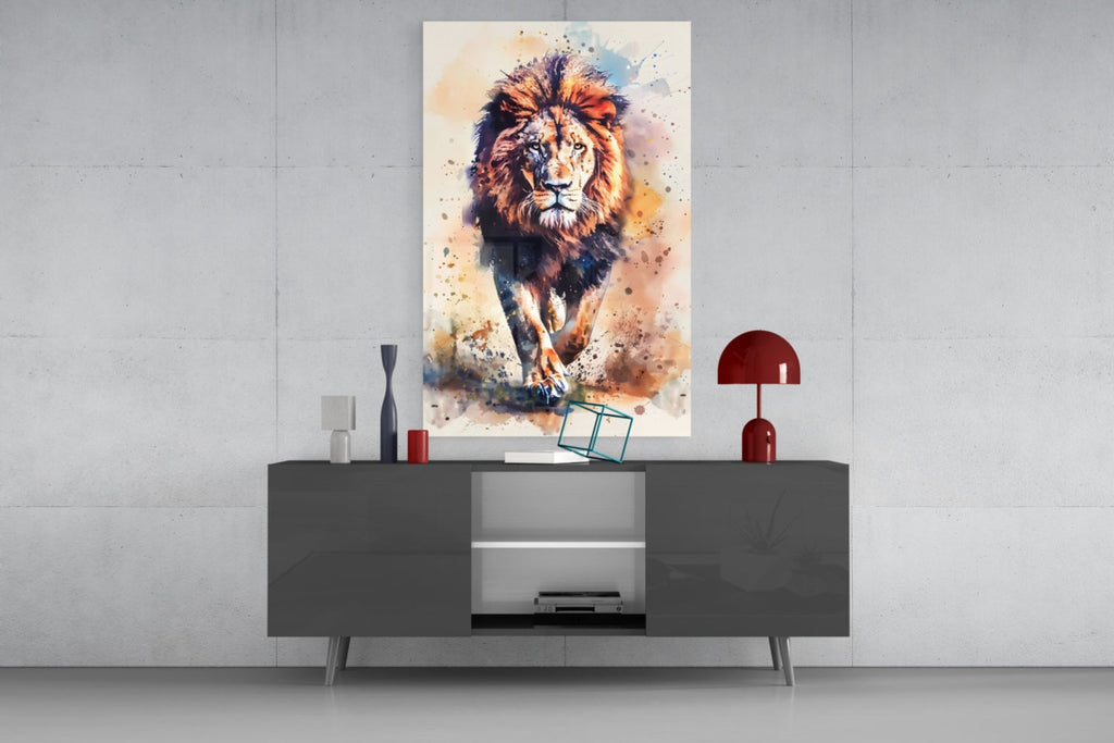 Lion Glass Wall Art || Designer Collection