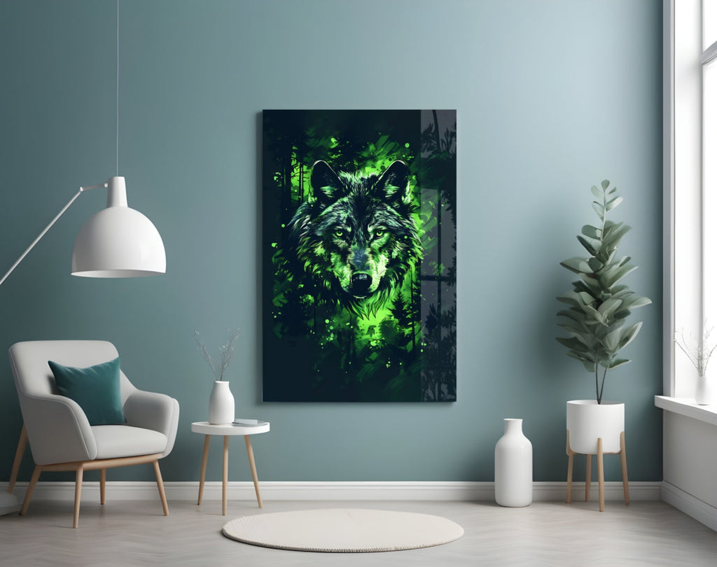 Wolf Glass Wall Art || Designer Collection