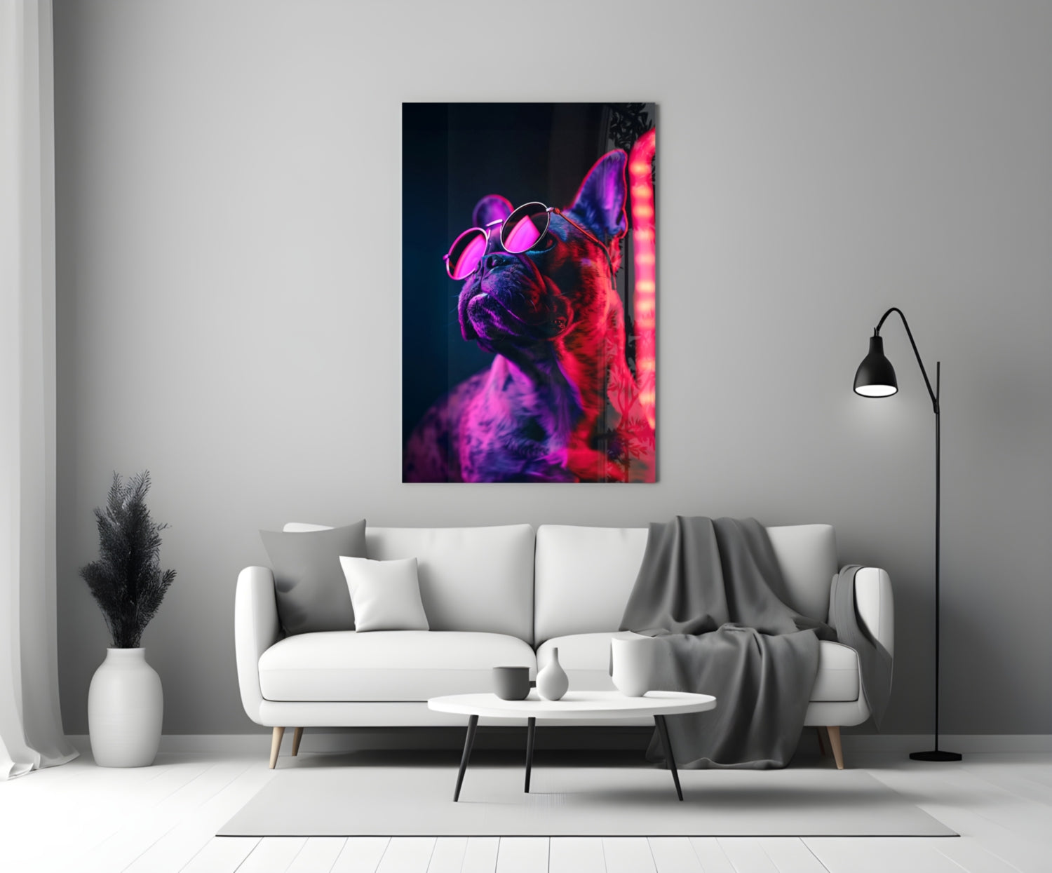 Dog with Glasses Glass Wall Art || Designer Collection