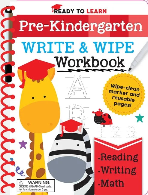 Ready to Learn: Pre-Kindergarten Write and Wipe Workbook: Counting, Shapes, Letter Practice, Letter Tracing, and More! - Spiral