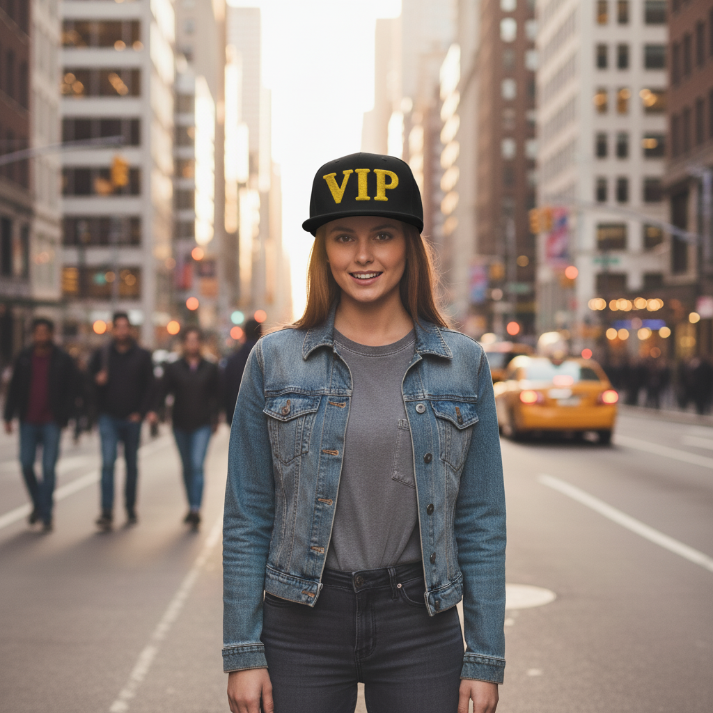 VIP Embroidered Flat Bill Cap