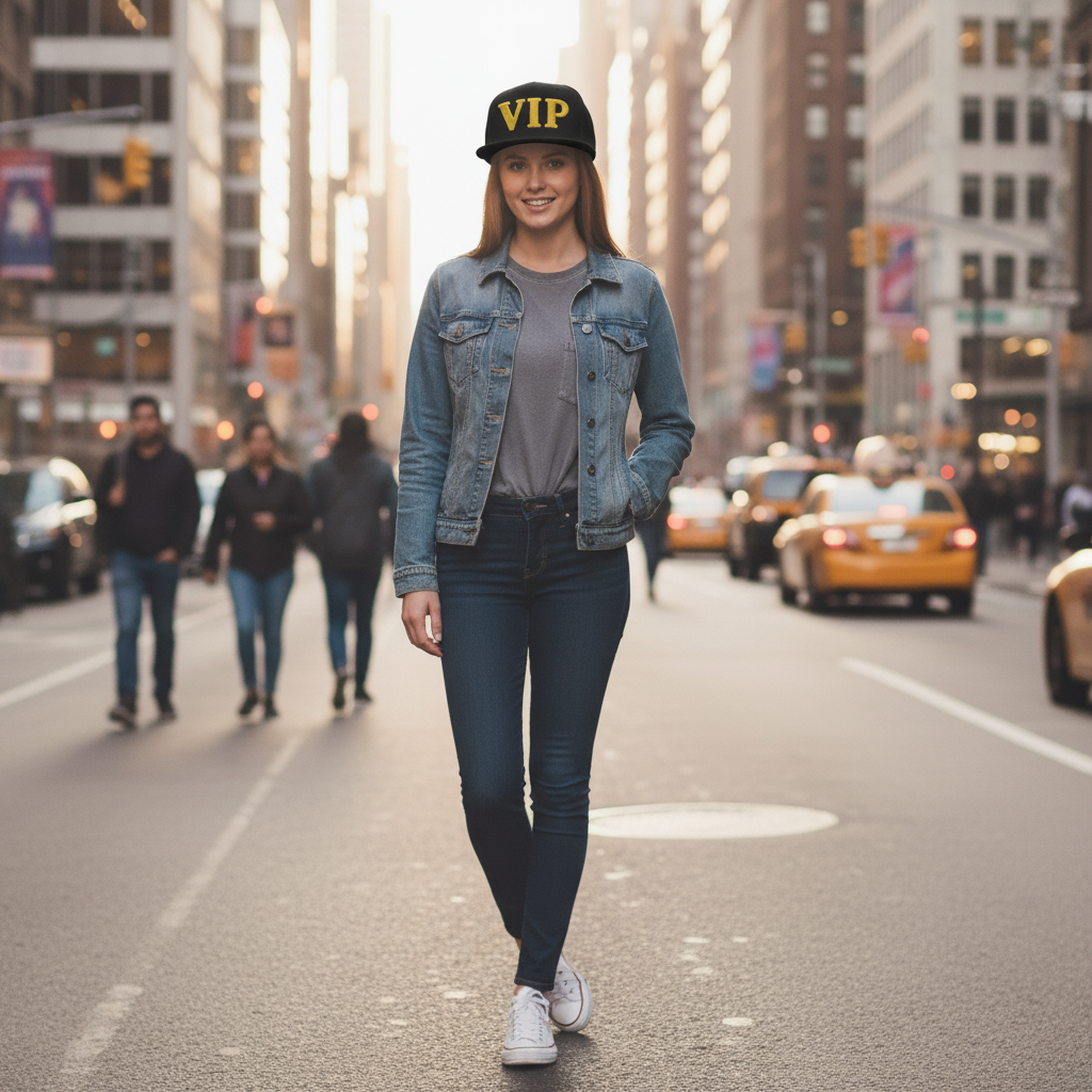 VIP Embroidered Flat Bill Cap
