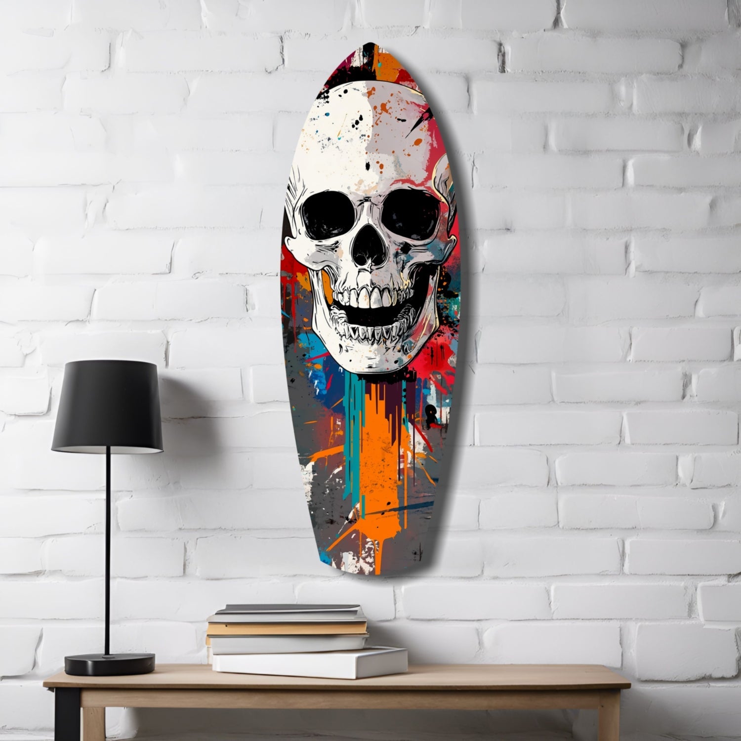 Skull in the Street Art Glass Wall Art