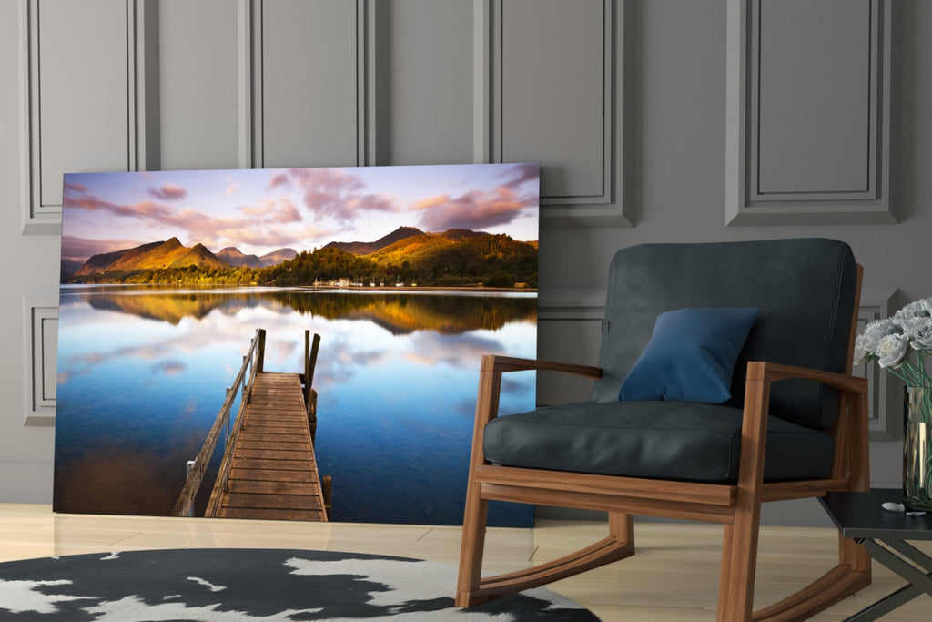 Lake Landscape Glass Wall Art