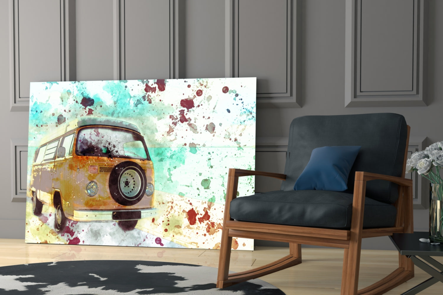 Illustration Vosvos Glass Wall Art