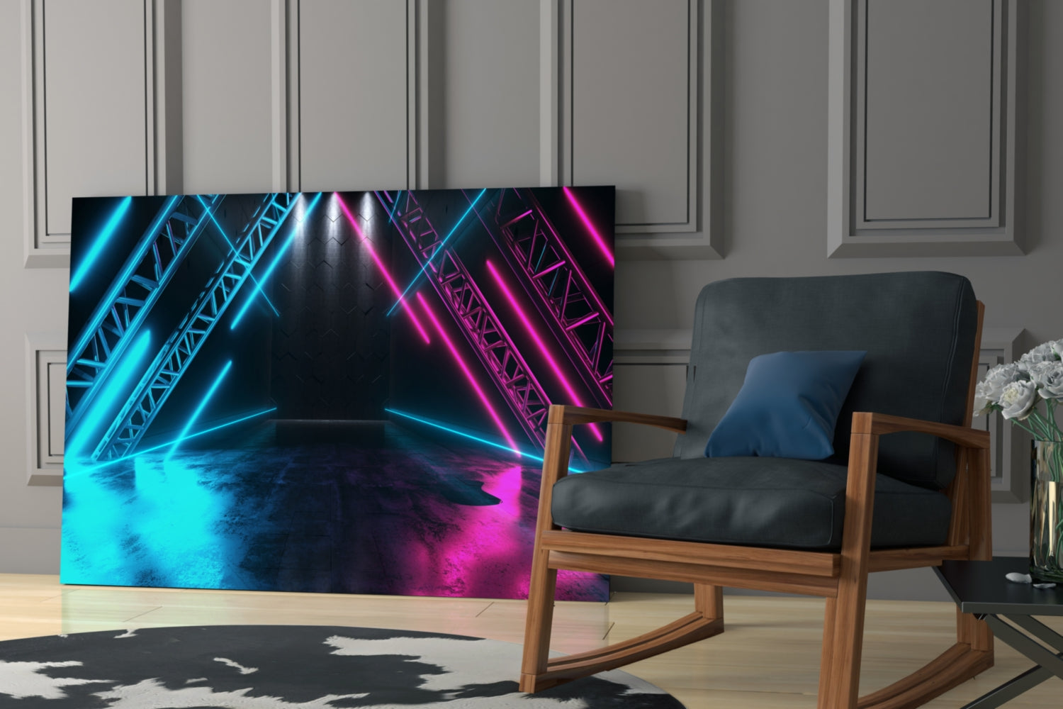 Neon Lights Glass Wall Art