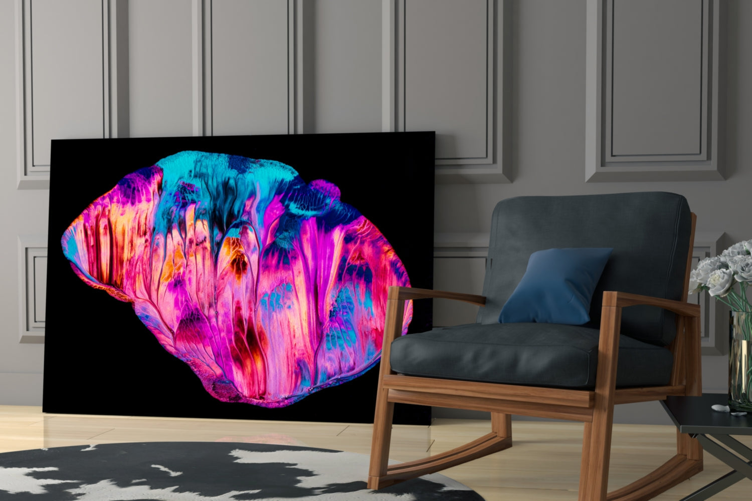 Abstract Pink Glass Wall Art