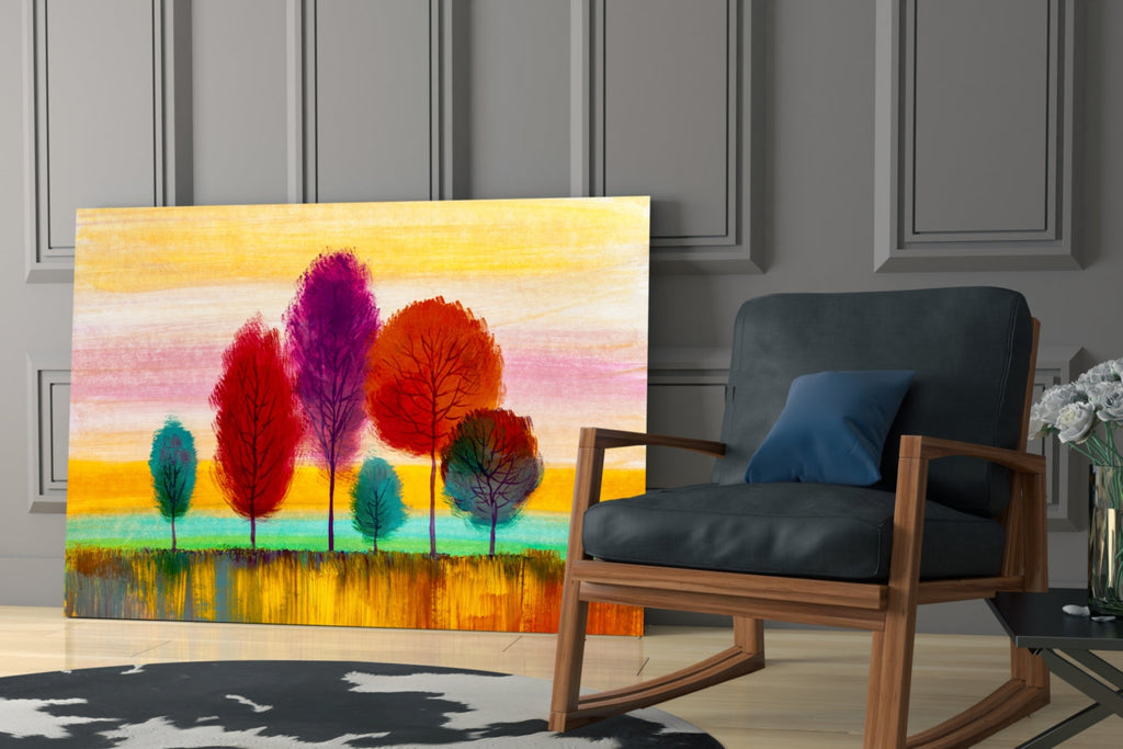 Colorful Trees Glass Wall Art