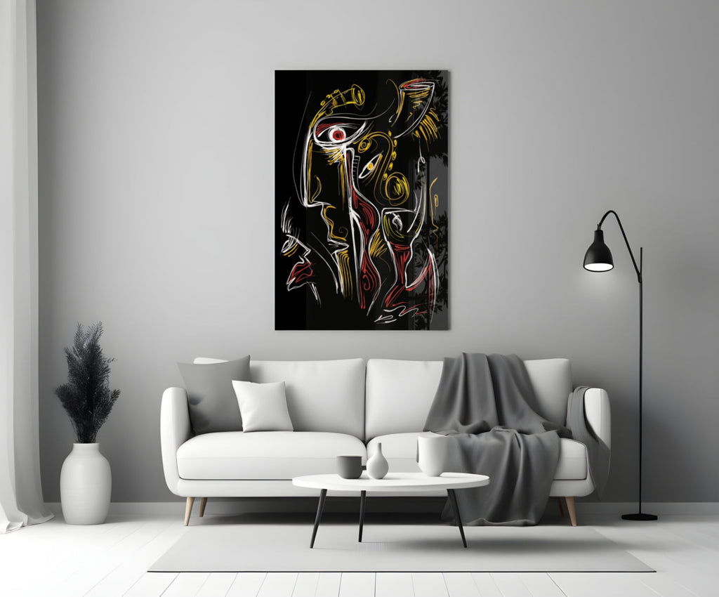Abstract Faces Glass Wall Art