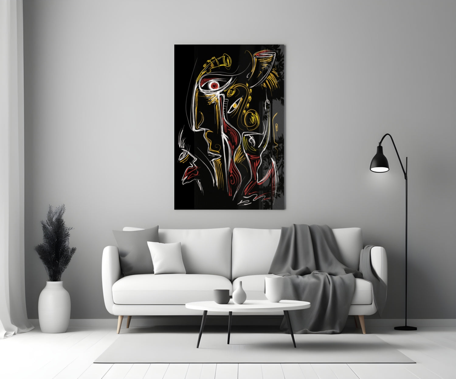 Abstract Faces Glass Wall Art