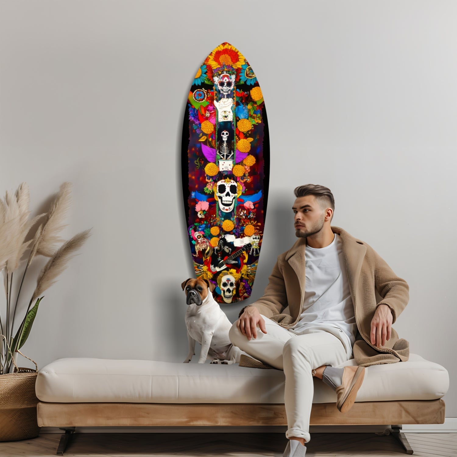 Colorful Skulls Glass Wall Art