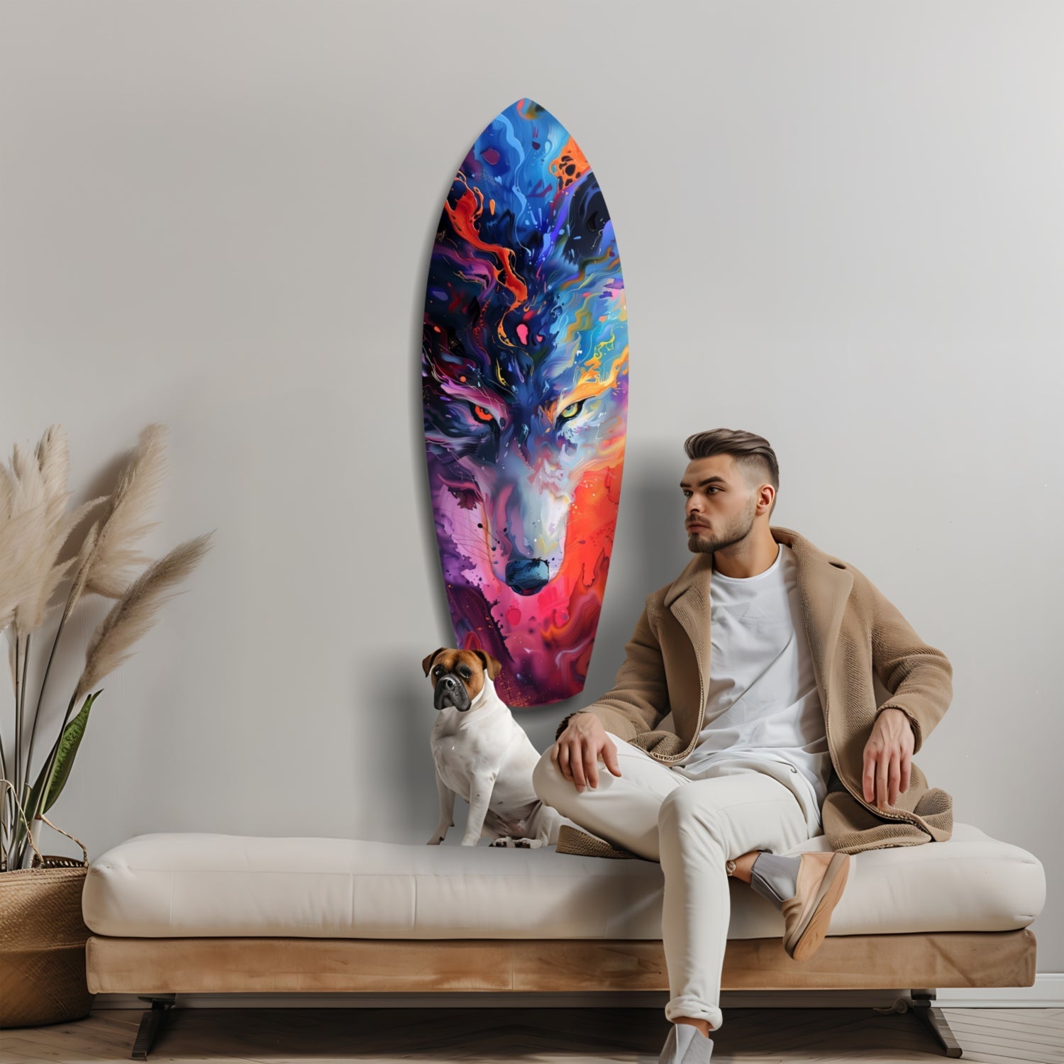 Alone Wolf V1 Glass Wall Art