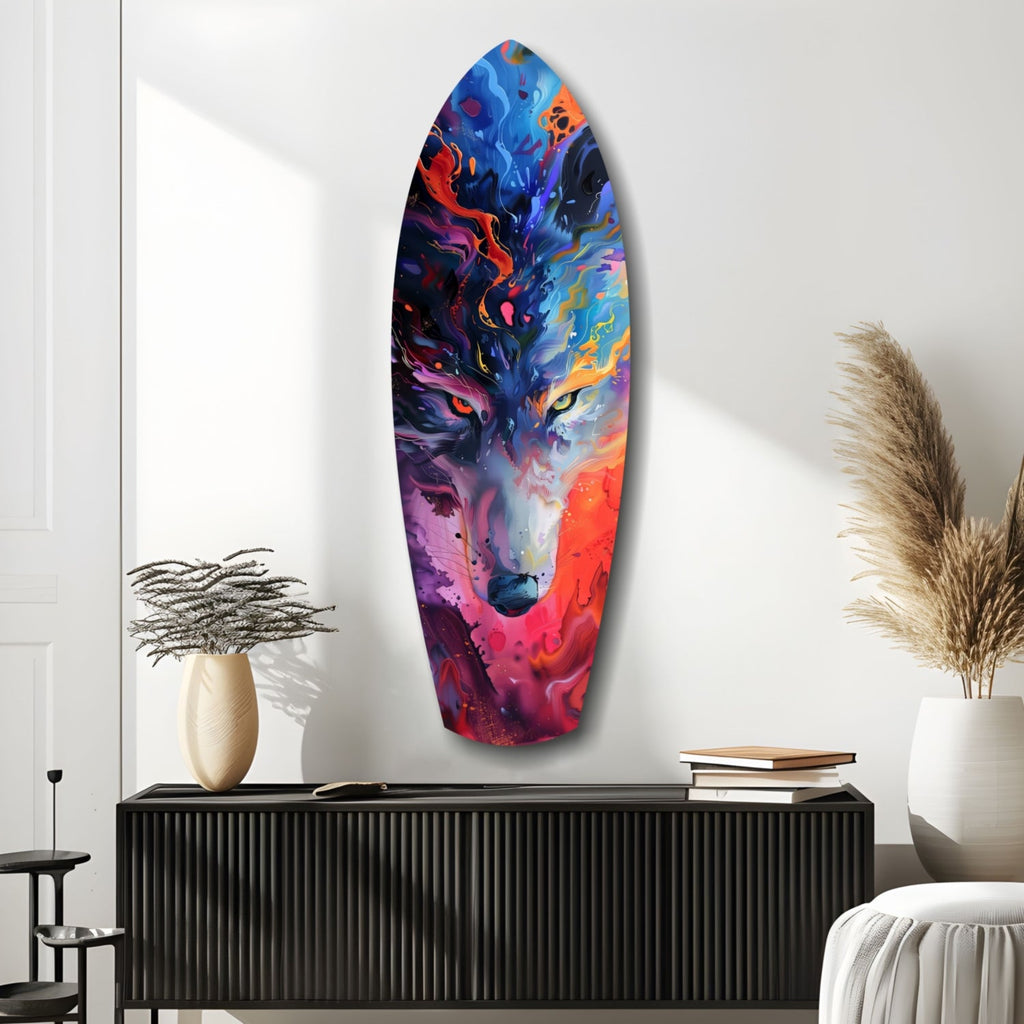 Alone Wolf V1 Glass Wall Art