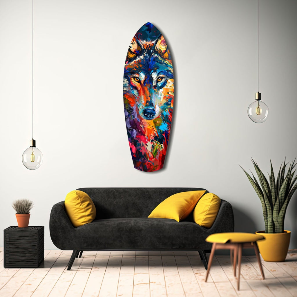Alone Wolf V2 Glass Wall Art