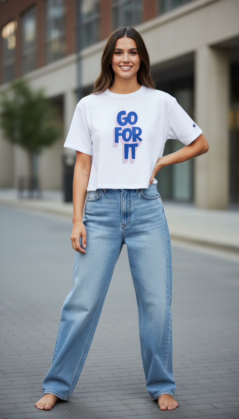 Champion GO FOR IT Cropped Cotton T-Shirt