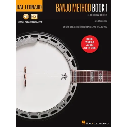 Hal Leonard Banjo Method Book 1 - Deluxe Beginner Edition for 5-String Banjo with Audio & Video Access Included - Paperback