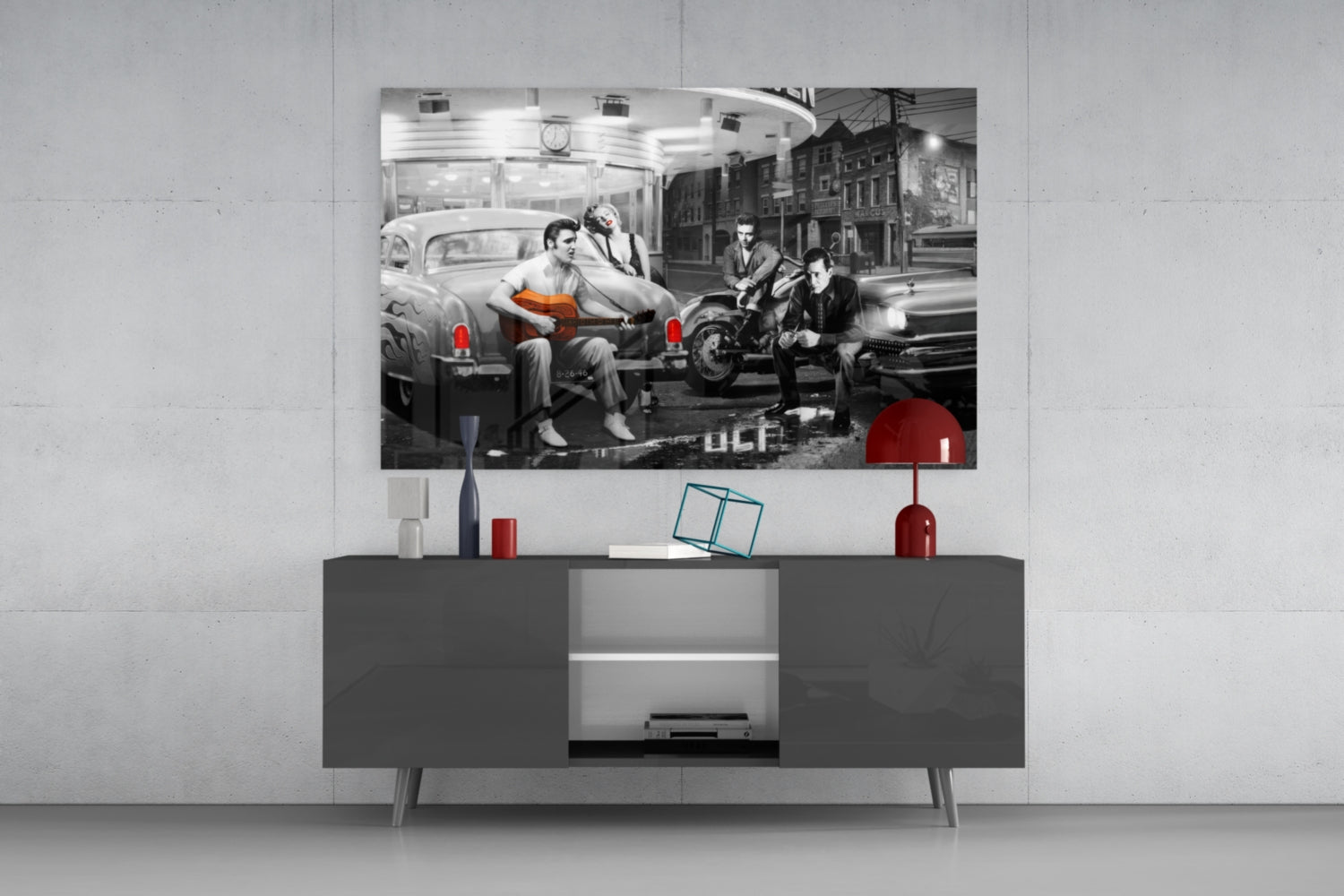Marilyn Elvis Retro Glass Wall Art